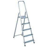 Alumiunium Step Ladder 5 Steps Plus Height 0.98m Silver 358739 Alumiunium Step Ladder 5 Steps Plus Height 0.98m Silver 358739