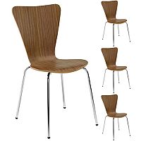 Arista Picasso Wooden Bistro Chair Walnut/Chrome Pack of 4 CH0672WA