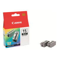 Canon BCI-15 BK ( 8190A002 ) Black Ink Cartridge Original Pack of 2 - for i70, 80; PIXMA iP90, iP90v