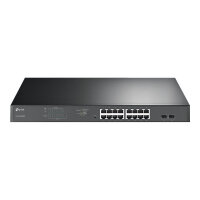 TP-Link JetStream TL-SG1218MPE - Switch - smart - 16 x 10/100/1000 (PoE+) + 2 x Gigabit SFP - rack-mountable - PoE+ (192 W) - AC 100 - 240 V