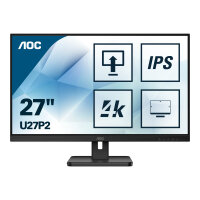 AOC U27P2 - LED monitor - 27" - 3840 x 2160 4K UHD (2160p) @ 60 Hz - IPS - 350 cd/m&sup2; - 1000:1 - 4 ms - HDMI, DisplayPort - speakers - black