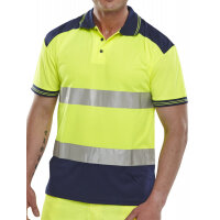 Beeswift Hi-Vis Polyester Two Tone Polo Shirt Size S Saturn Yellow & Navy Blue Ref CPKSTTENSYS