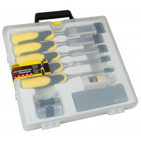 Stanley 5 Piece DynaGrip Wood Chisel Set with Carry Case Oil Stone and Honing Guide