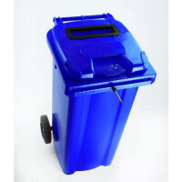 Two Wheeled Bins With Special Apertures - Blue - 240 Litre - Confidential Waste 2 Wheeled Bins With Slot And Standard Lid Lock