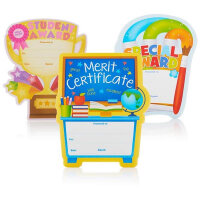 Clever Kidz Reward Certificates Assorted Colours Pack of 25 - Motivational Certificates in Assorted Colours
