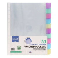 Concept A4 Subject Divider Punched Pockets 10 Part - Organized Filing