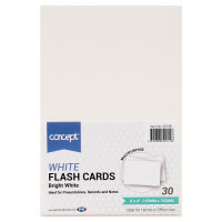 Concept White Flash Cards - 6X4 inch Pack of 30 - Versatile Study Cards