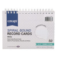 Concept White 6x4 Inch Spiral Bound Record Cards Pack of 50 - Clean & Organized Notes