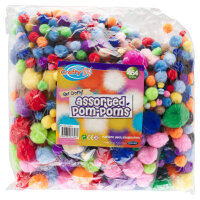 Crafty Bitz Bag Assorted Colour Pom Poms 454g - Perfect for DIY Projects