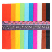 Icon Craft Assorted Crepe Paper Pack of 10 - 50cm x 2M - Colourful Craft Paper