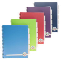 Premier A4 Project Book 5 Subject 250 Pages Assorted Colours - Ideal for Multi-Subject Organization