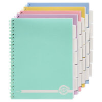Premier A4 Pastel Wiro Project Book 5 Subject, 250 Pages Assorted Colours - Perfect for Multi-Tasking