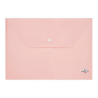 Premier A4 Pastel Button Document Wallet Pink Sherbet - Handy for School & Office