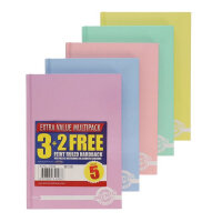 Premier A5 Pastel Hardcover Notebook 160 Pages 5 Pack - Perfect for Note-Taking