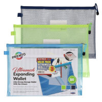Premier B4+ Ultramesh Expanding Storage Wallet Pack of 3 Black, Blue, Green - Expands to Hold More Documents