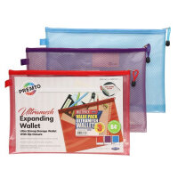 Premier B4+ Ultramesh Expanding Storage Wallet Pack of 3 Black, Purple, Red - Expands to Hold More Documents