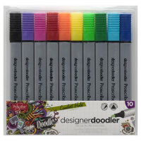 Proscribe Designer Doodler Watercolour Markers Pack of 10 - Creative Colouring Pens