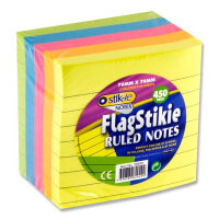 Stik-Ie 450 Piece Flagstikie Ruled Notes 76mm x 76mm - Essential stationery for organization