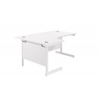 Single Upright Left Hand Radial Desk 1600 X 1200 White/White
