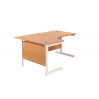 Single Upright Left Hand Radial Desk 1600 X 1200 Beech/White