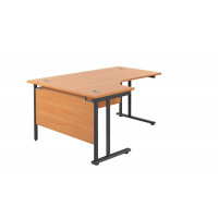 Twin Upright Left Hand Radial Desk 1600X1200 Beech/Black