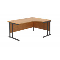 Twin Upright Right Hand Radial Desk 1600X1200 Nova Oak/Black