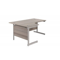 Single Upright Left Hand Radial Desk 1600 X 1200 Grey Oak/Silver