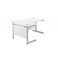 Single Upright Left Hand Radial Desk 1600 X 1200 White/Silver