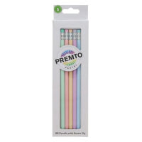 Premto Pastel HB Pencils with Eraser Tip Pack of 5 - Bright Writing Tools