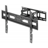 Manhattan TV & Monitor Mount, Wall, Full Motion, 1 screen, Screen Sizes: 37-65", Black, VESA 100x100 to 600x400mm, Max 40kg, LFD, Tilt & Swivel with 3 Pivots, Lifetime Warranty
