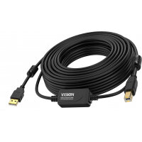 Vision TC 10MUSB+/BL/2 USB cable USB 2.0 10 m USB A USB B Black