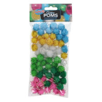 Crafty Bitz Pack of 65 Glitter Pom Poms Add Sparkle to Your Crafts