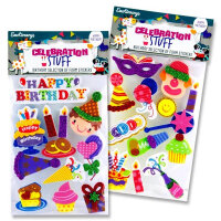 Emotionery 3D Celebration Stuff Foam Stickers - Happy Birthday 2 Assorted Fun Stickers for Celebrations