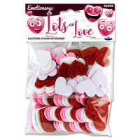 Emotionery Pack of 84 Glitter Foam Stickers - Lots Of Love Hearts Sparkly Stickers for Creative Crafts
