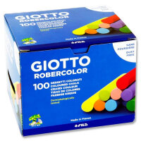 Giotto Box 100 Dust Free Chalk - Coloured Coloured Chalk for Creative Artwork and Education