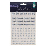 Icon Craft Pack of  120 Self Adhesive Gem Stones - Silver - Silver Self-Adhesive Gem Stones for Decorative Crafts