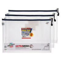 Premto Pack of  3 B4+ Ultramesh Expanding Storage Wallet - Clear Pearl - Durable and Spacious File Organiser