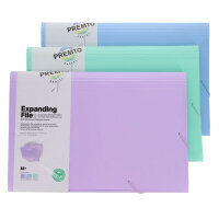 Premto Pastel A4+ 12 Part Expanding File - Assorted Colours - Office Organisation