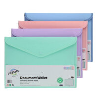 Premto Pastel A4+ Button Document Wallet - Assorted Colours - Secure File Storage