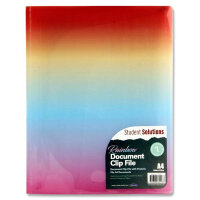 Student Solutions A4 6 Pocket Document Clip File - Rainbow Pack of  6