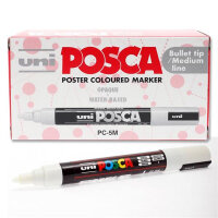 Uni Posca Pc-5M Medium Bullet Tip Permanent Marker - White - Bold Marking for Crafting & Labelling