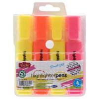 Proscribe Pack of  4 Highlighters - Assorted - Bright & Bold Colours for Easy Highlighting