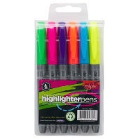 Proscribe Pack of  6 Highlighter Pens - Assorted - Perfect for School & Office Use
