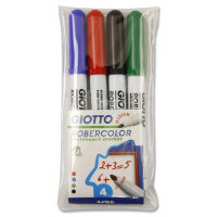 Giotto Robercolor Pack of 4 Bullet Point Whiteboard Markers Versatile Markers for Whiteboard and Classroom
