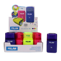 Milan Capsule Single Hole Sharpener & Eraser - 4 Assorted  - Sharpener and Eraser Set for School Projects
