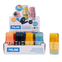 Milan Capsule Swims Extension Single Hole Sharpener & Eraser - 4 Assorted  - Unique Sharpener and Eraser Set for School Use