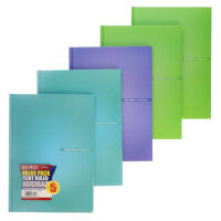 Premier Pack of  5 A4 160Pg Hardcover Notebook 3 Assorted Pastel - Pastel-Coloured A4 Hardcover Notebooks for School & Office