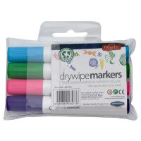 Proscribe Pack of  4 Dry Wipe Whiteboard Markers - Assorted Colours for Easy Writing