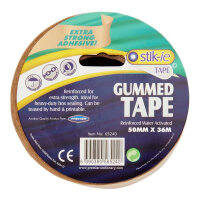 Stik-Ie Reinforced Gummed Tape 50mm X 36M - Reliable Adhesive for Packing & Shipping