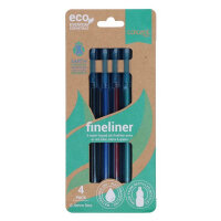Concept Green Pack of  4 Fineliner 0.4mm 4 Assorted Perfect for Precision Writing